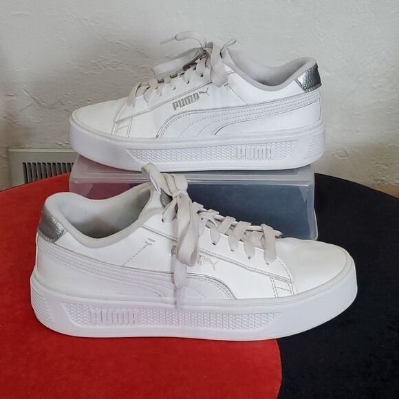 Puma Women's Smash Platform V3 Pop-Up White Size 8 - Picture 3 of 15